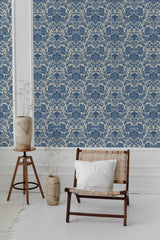 modern living room rattan chair decorative vase royal garden in blue by sara t pattern