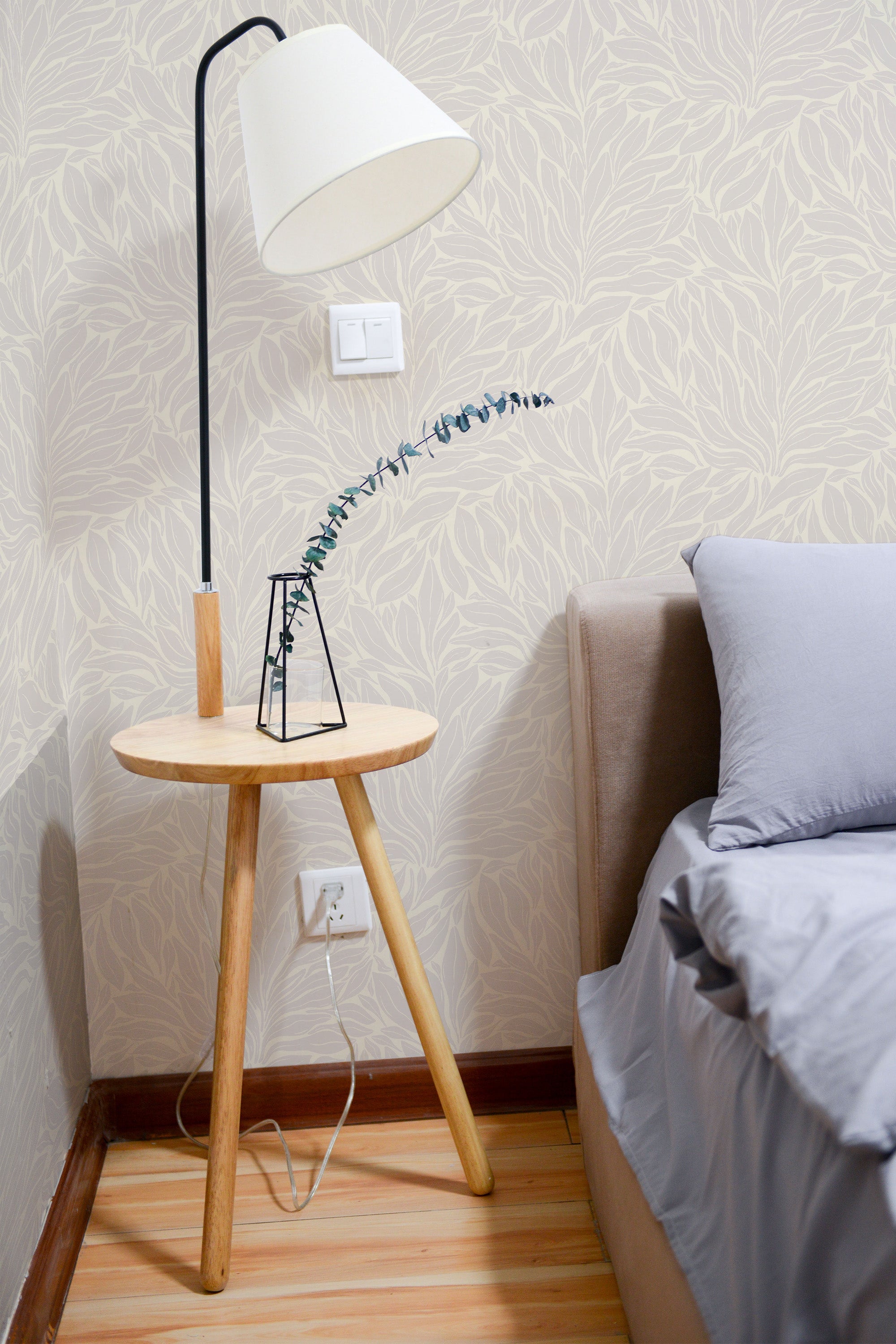 removable wallpaper light terra folia by sara t pattern bedroom accent wall simple interior