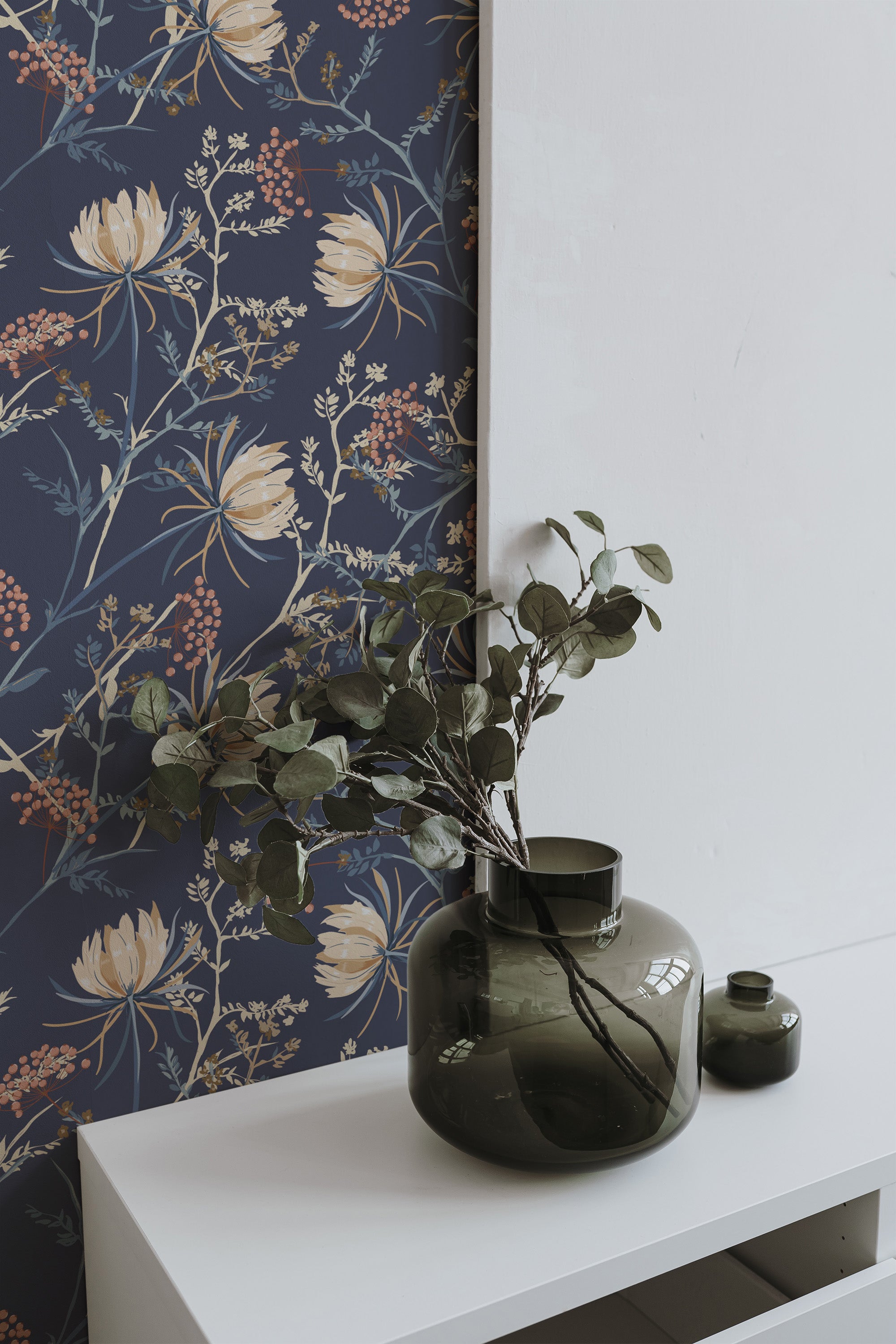 home decor plant decorative vase living room dark aesthetic floral pattern