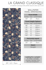 dark aesthetic floral peel and stick wallpaper specifiation