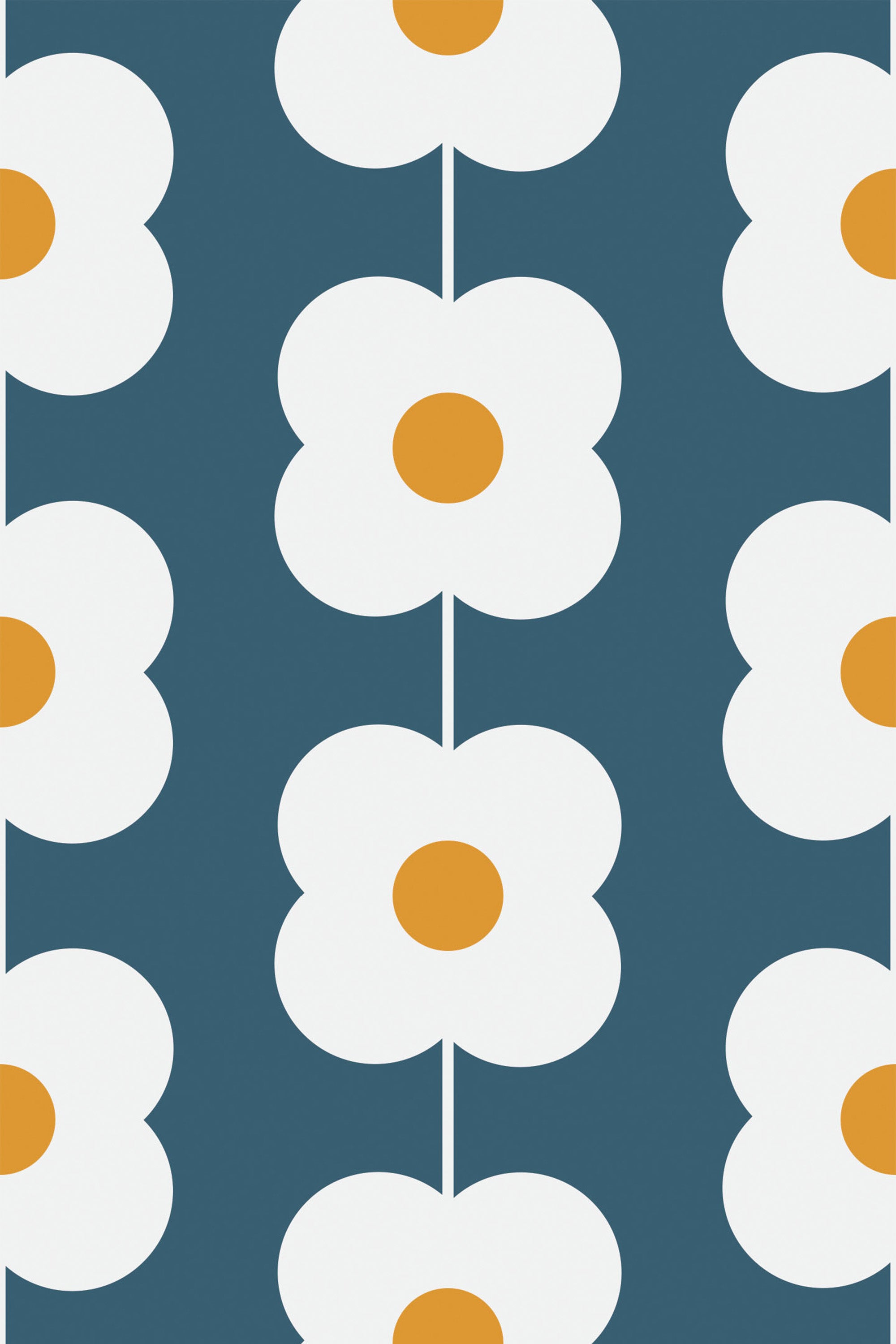 teal retro flower wallpaper pattern repeat