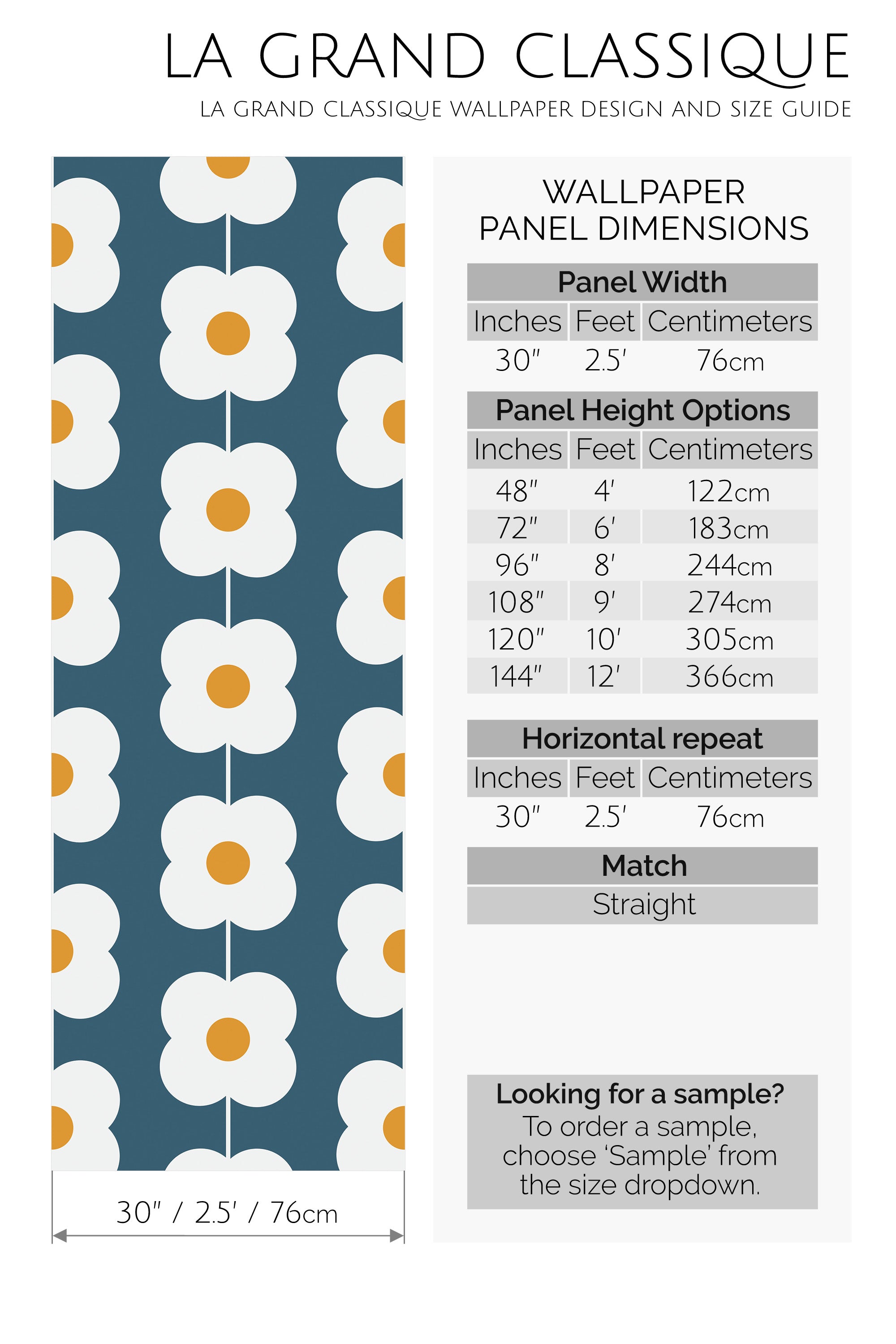 teal retro flower peel and stick wallpaper specifiation