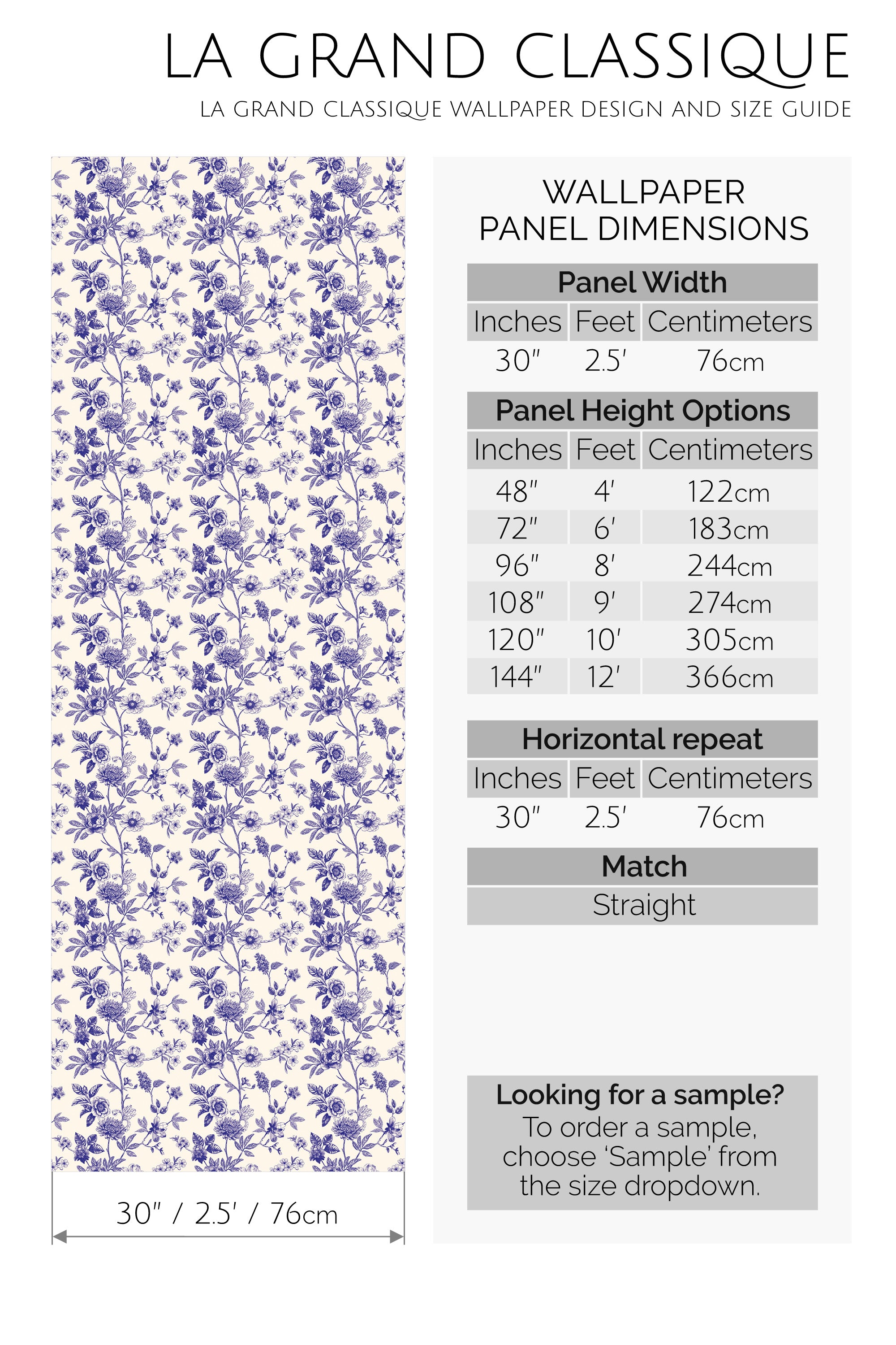 blue floral toile peel and stick wallpaper specifiation