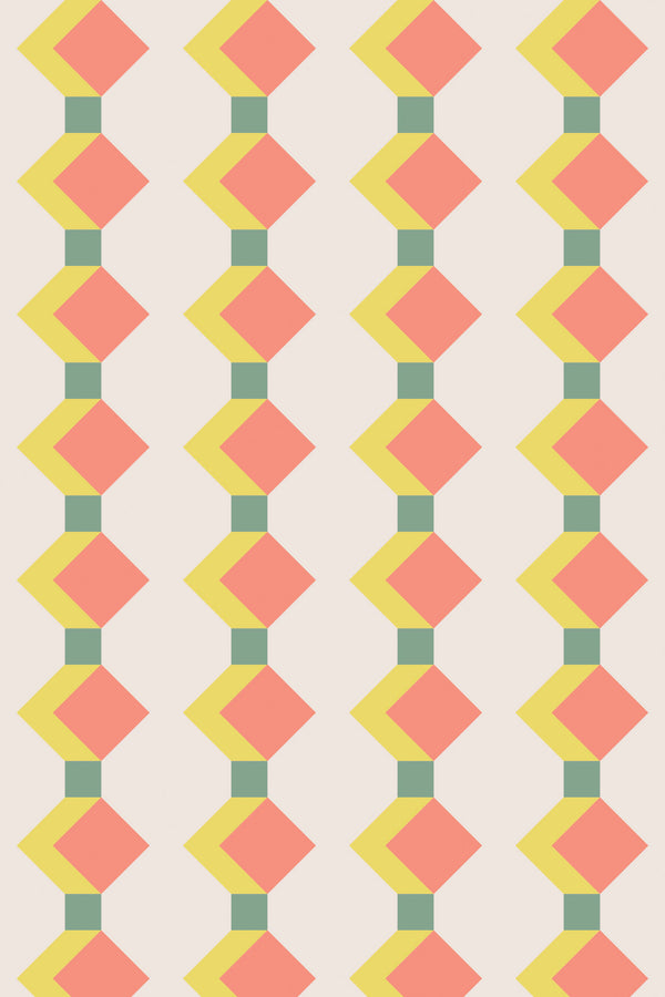Retro Geometric Orange and Beige