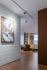 peel and stick removable wallpaper subtle watercolor pattern modern contemporary apartment living room interior