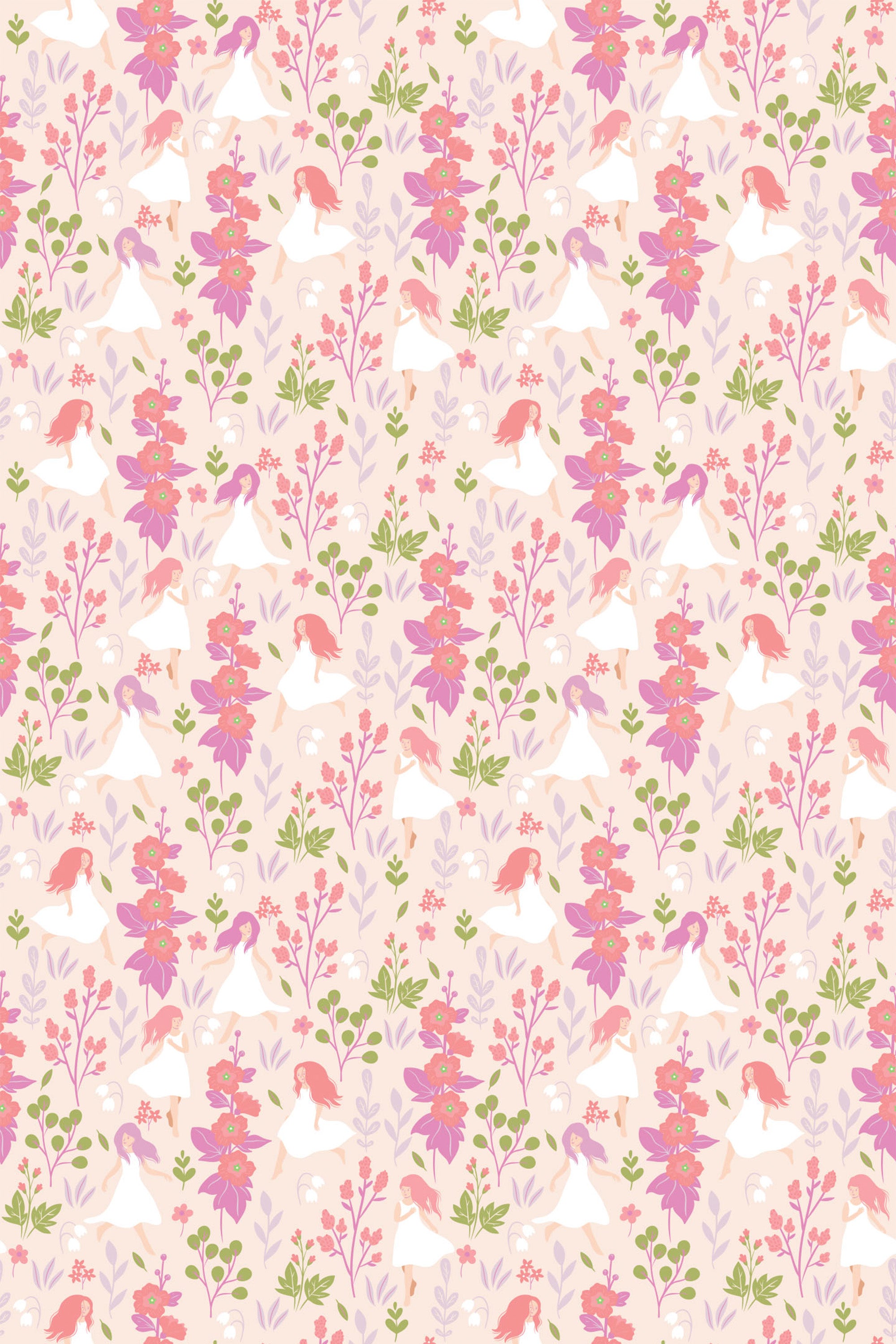 woodland fairies girls room wallpaper pattern repeat