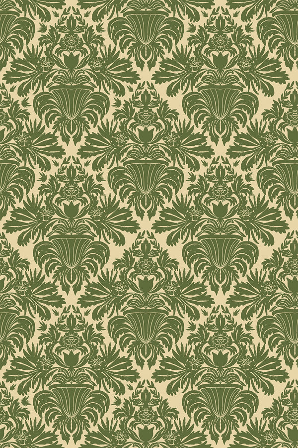 Vintage Green Damask