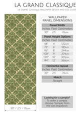 vintage green damask peel and stick wallpaper specifiation