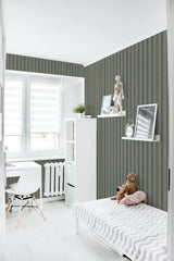 removable wallpaper vintage lines pattern kids room desk bed bookshelf toys