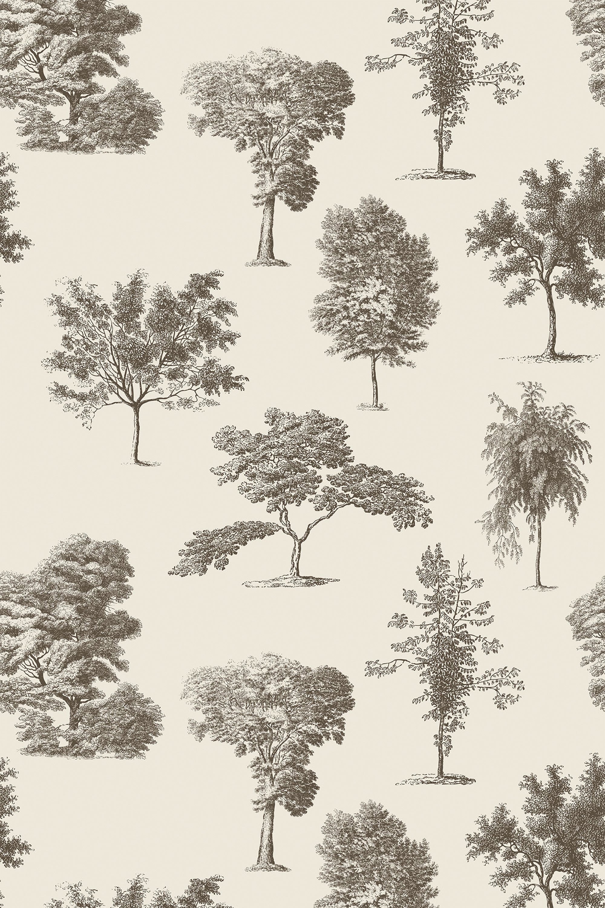 vintage trees wallpaper pattern repeat