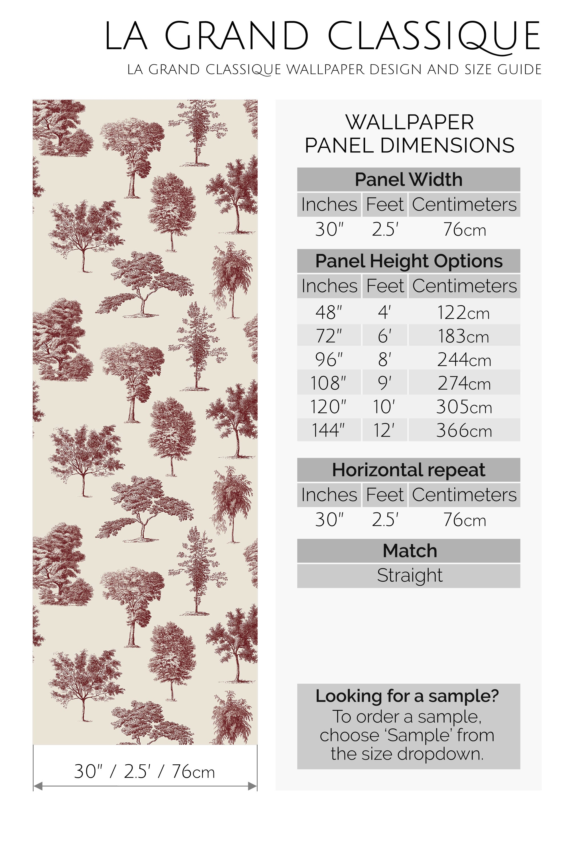 red and cream trees peel and stick wallpaper specifiation