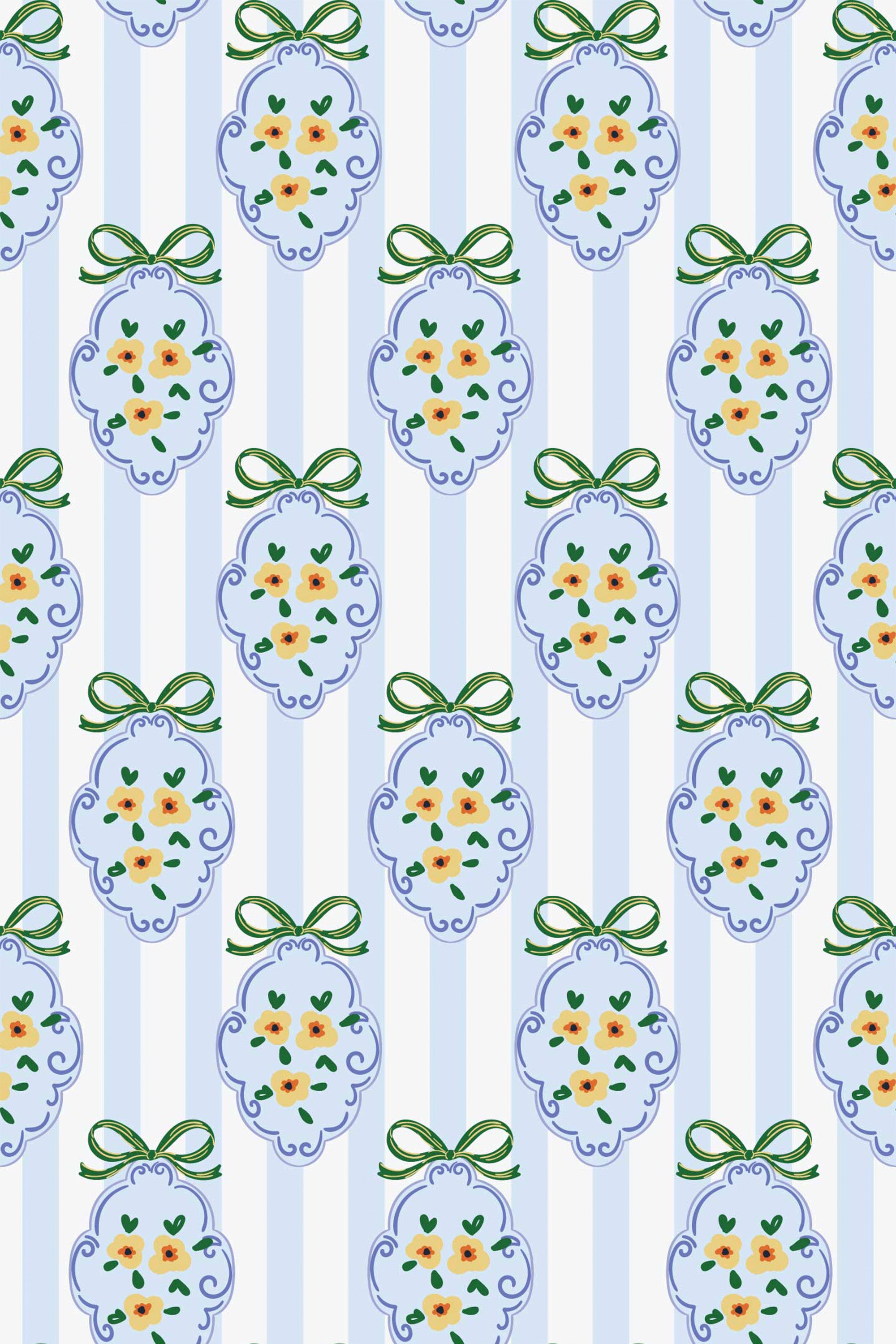 blue cottage decor wallpaper pattern repeat