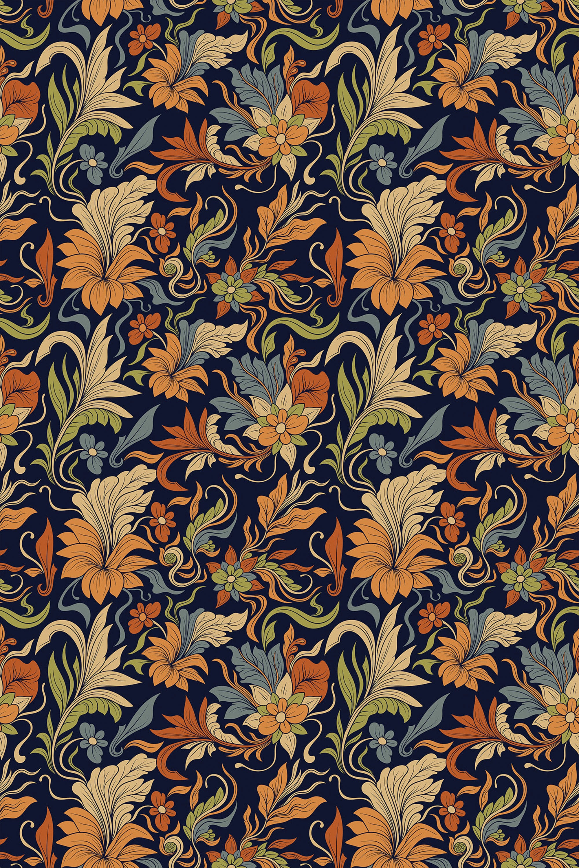 brown vintage florals wallpaper pattern repeat