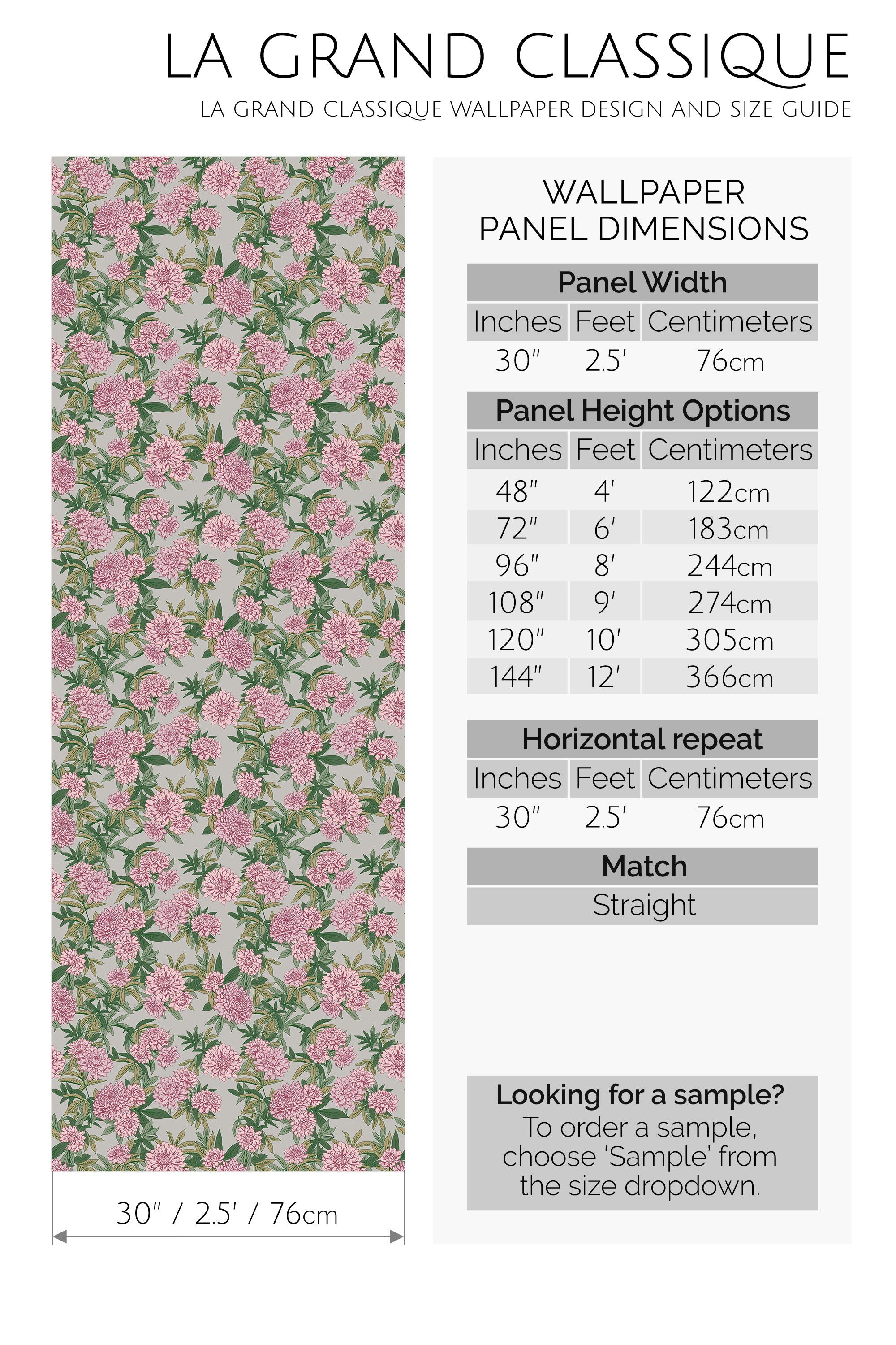 pink dahlias peel and stick wallpaper specifiation