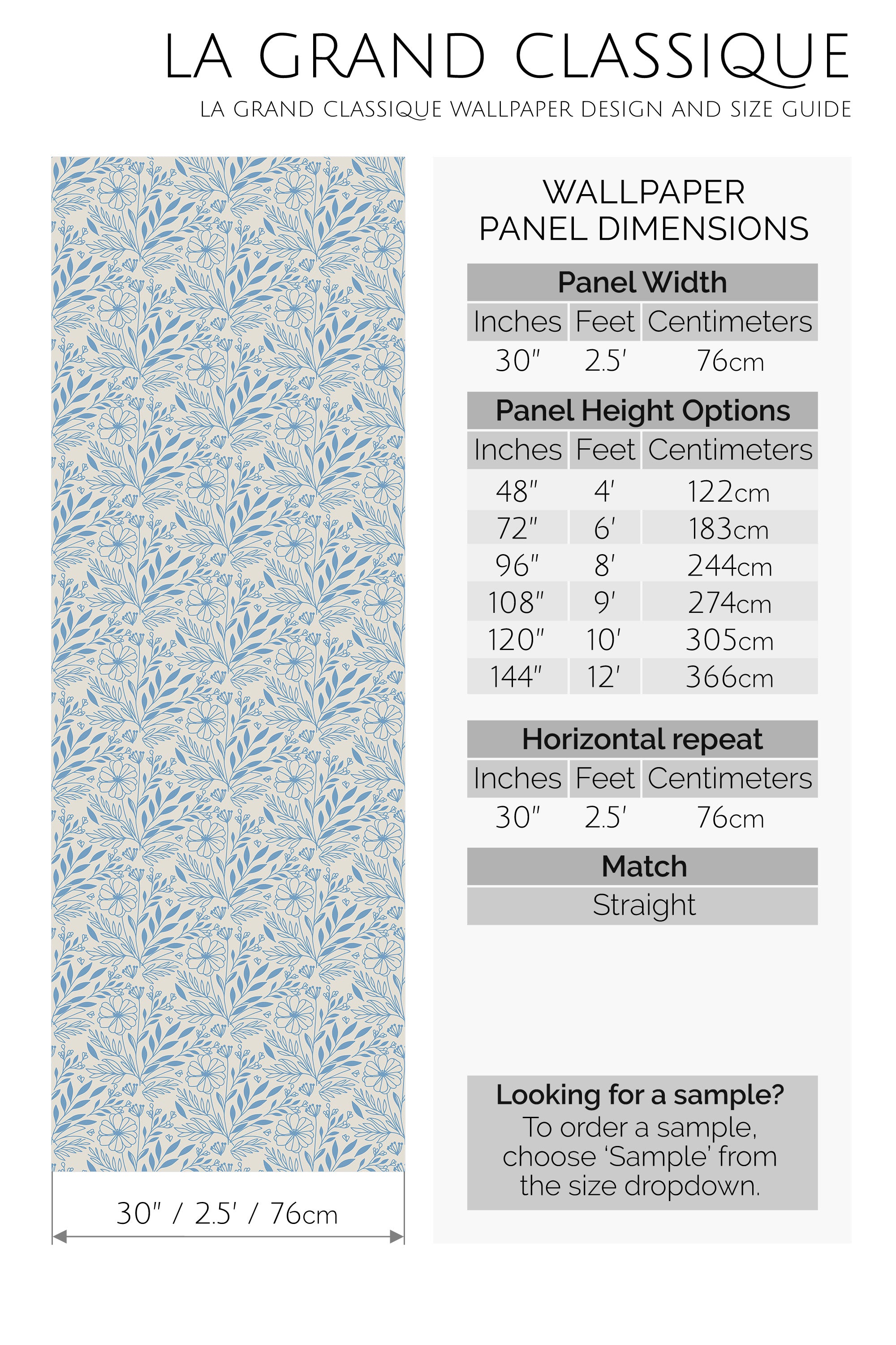 blue cottagecore peel and stick wallpaper specifiation