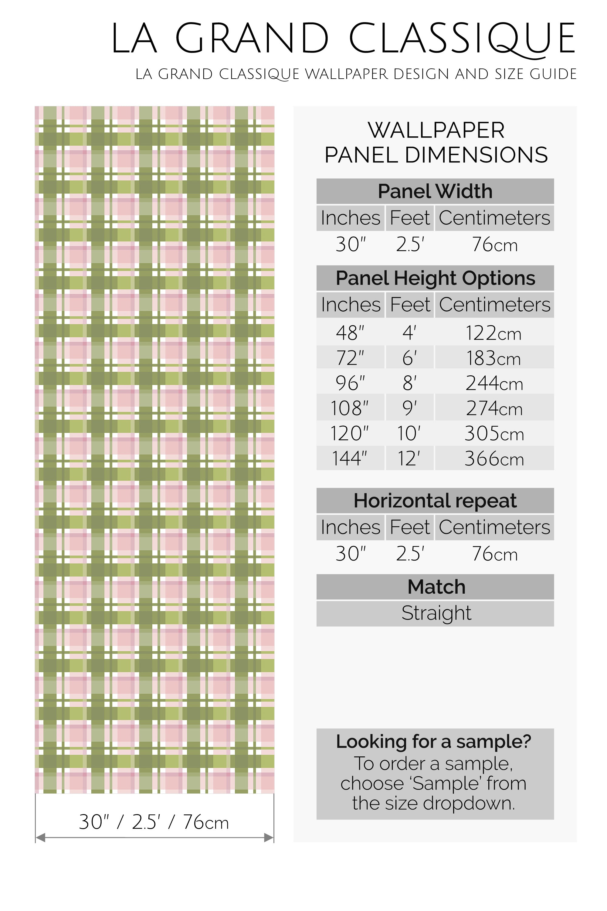 green and pink plaid peel and stick wallpaper specifiation