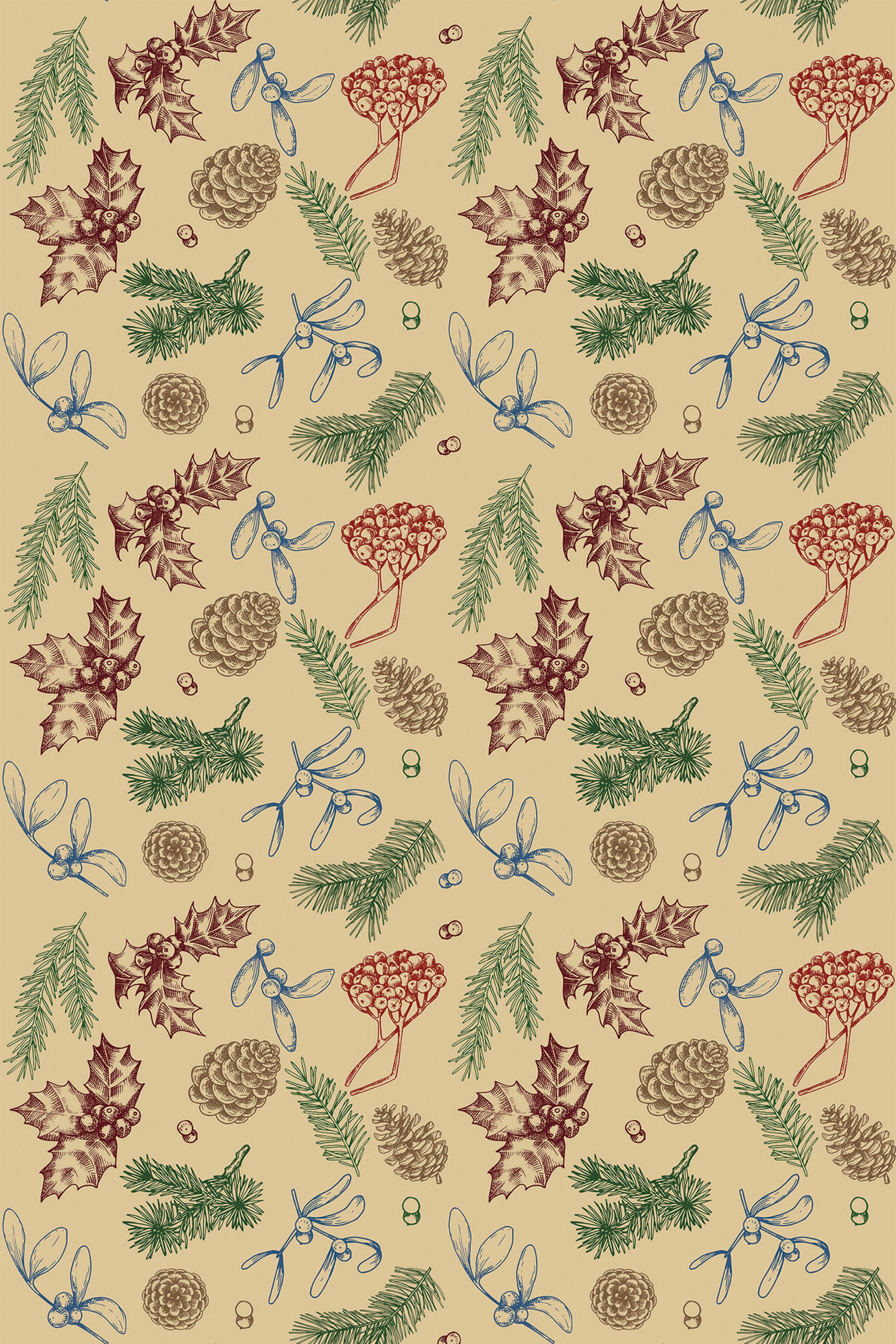 christmas cones wallpaper pattern repeat