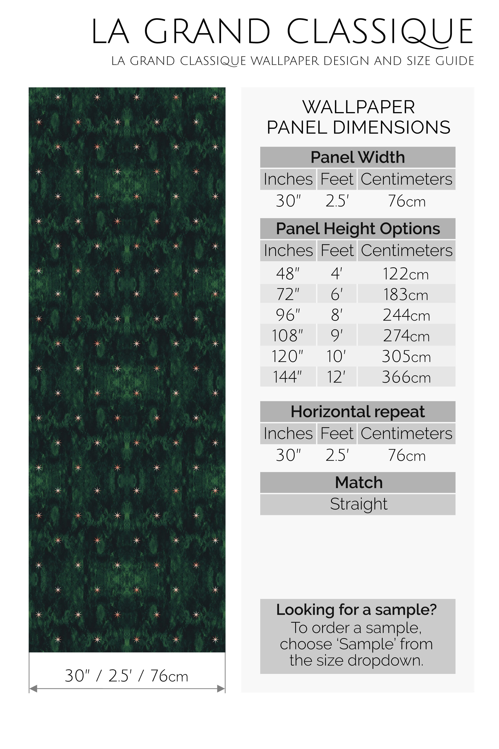 moody emerald stars peel and stick wallpaper specifiation