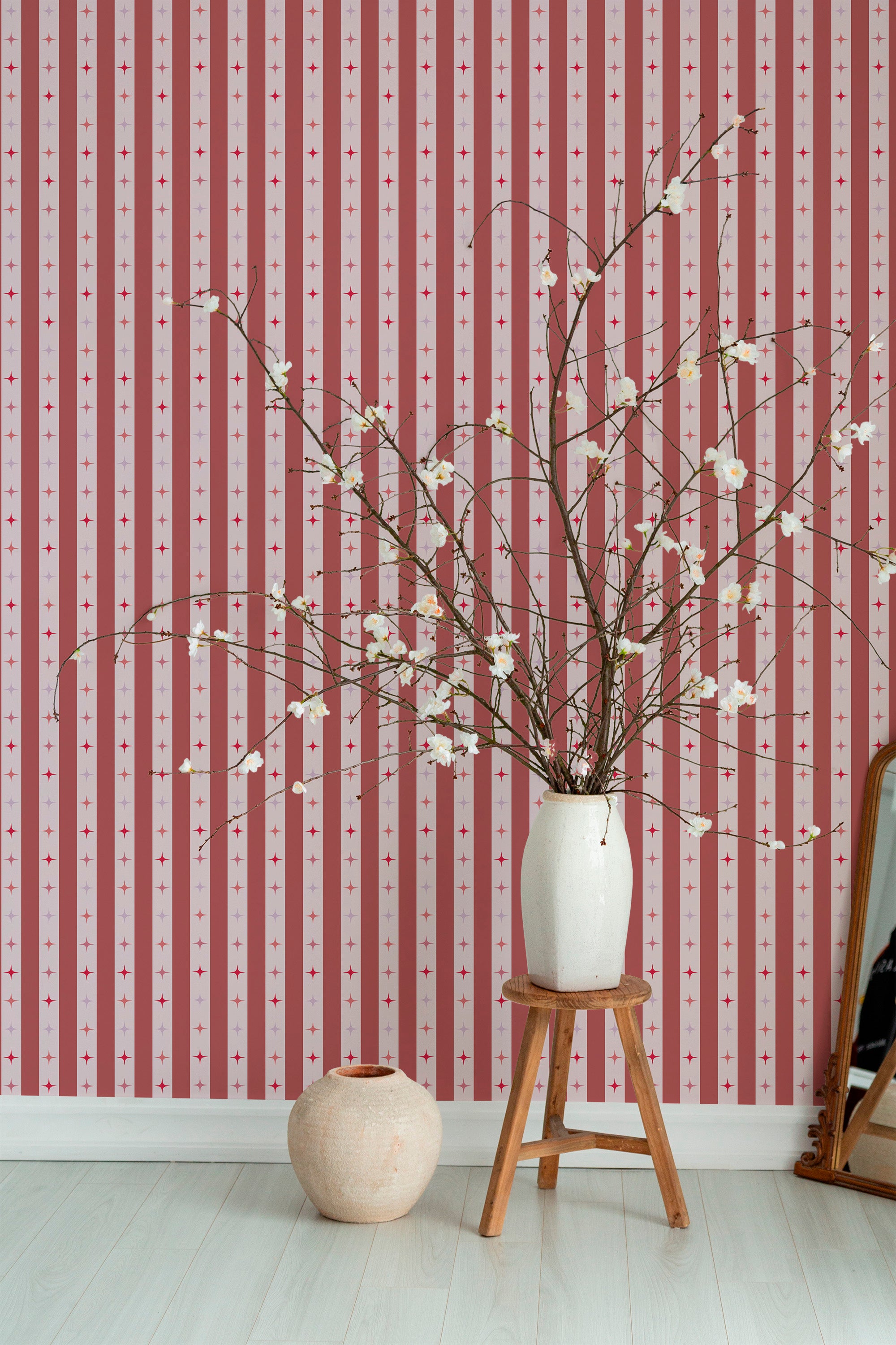 decorative plant vase wooden stool living room christmas stars decor