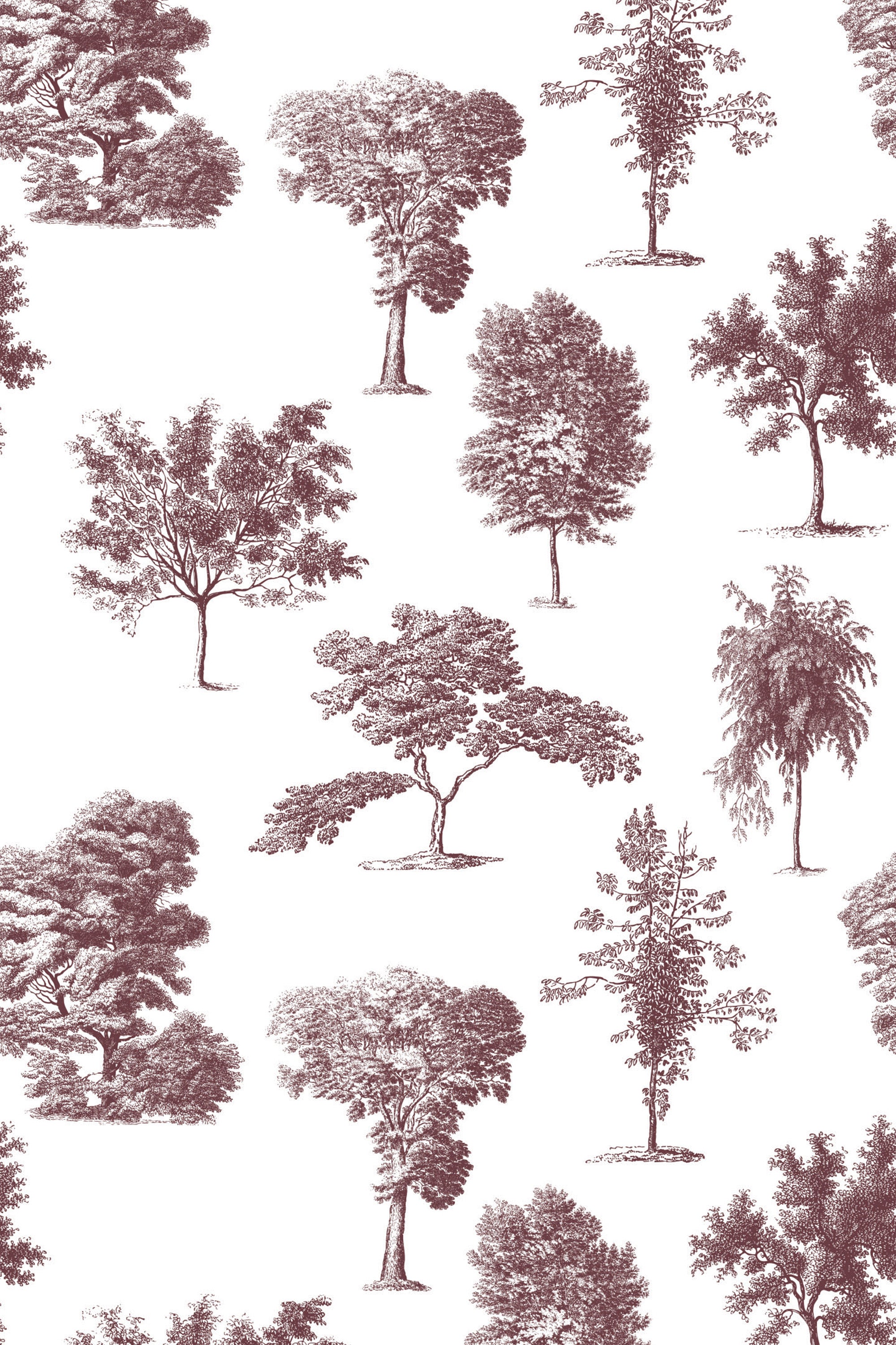 vintage trees toile wallpaper pattern repeat