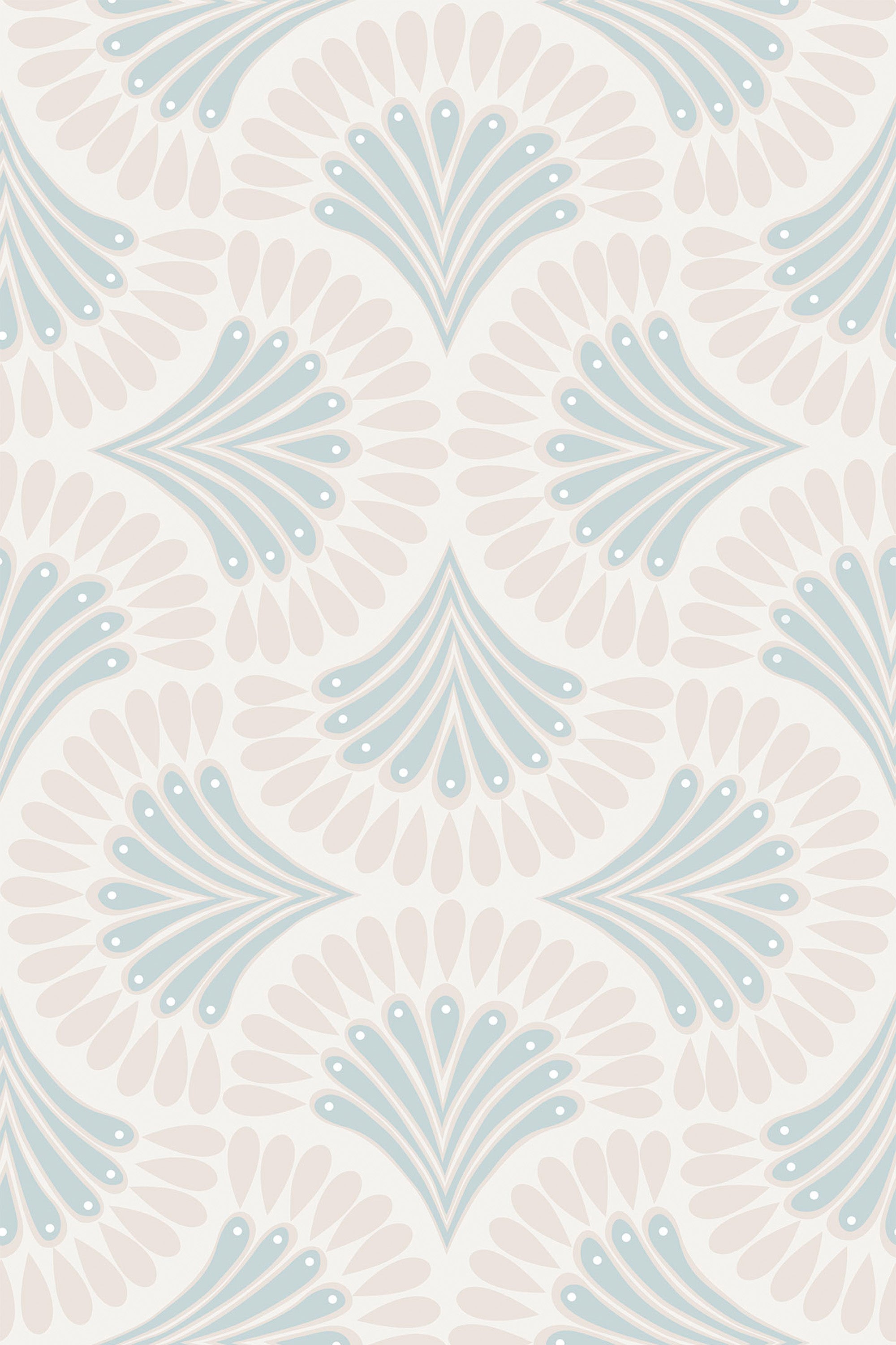 Decorative pattern with blue and pink elements on a light background