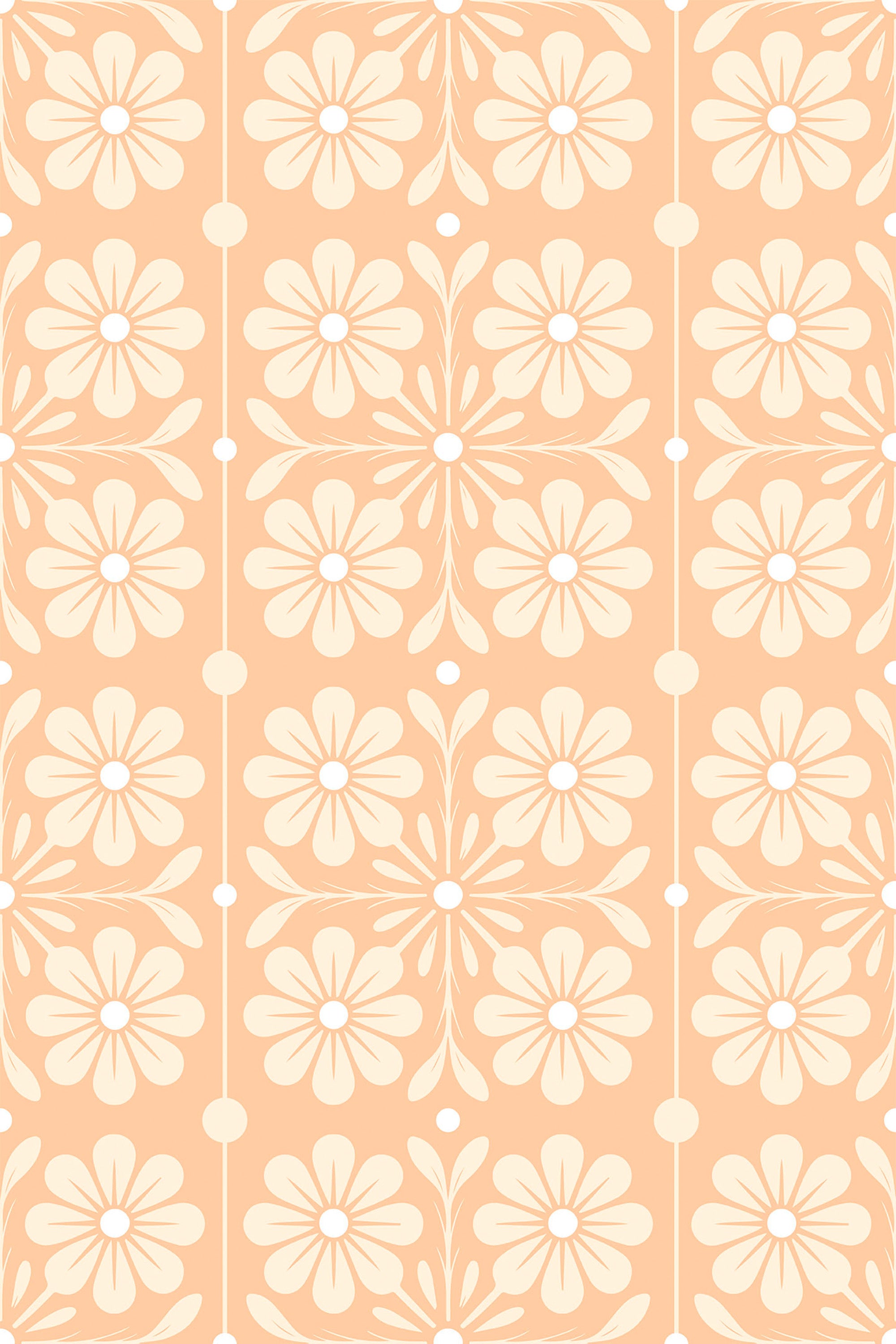 Pattern of light pink flowers on a peach background
