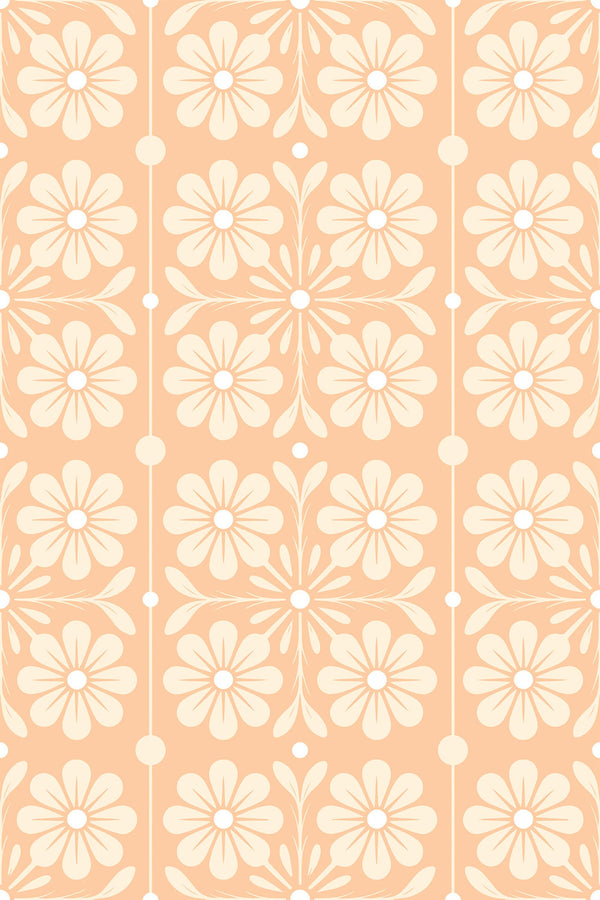 Stylized Daisy Trellis Wallpaper