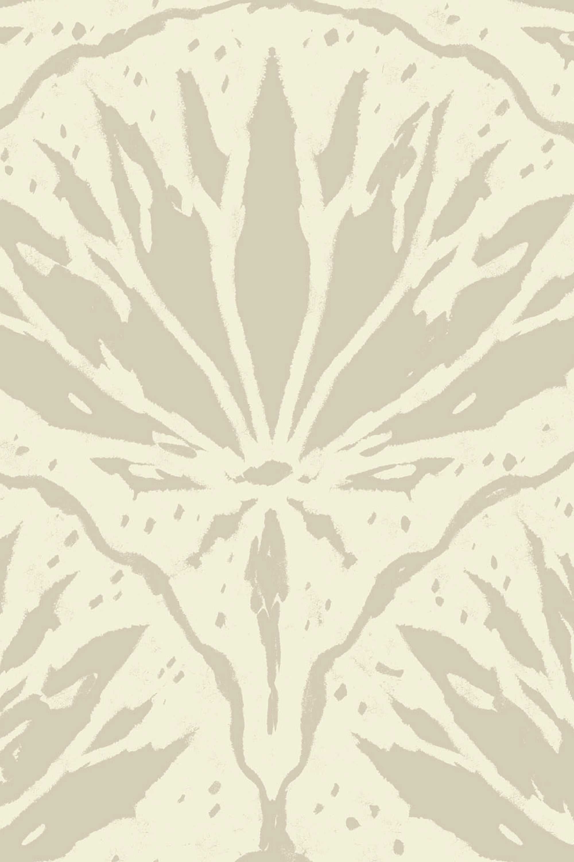 Stylized Lily Bloom removable wallpaper pattern with large lily motif in pale sage green on a light cream background.