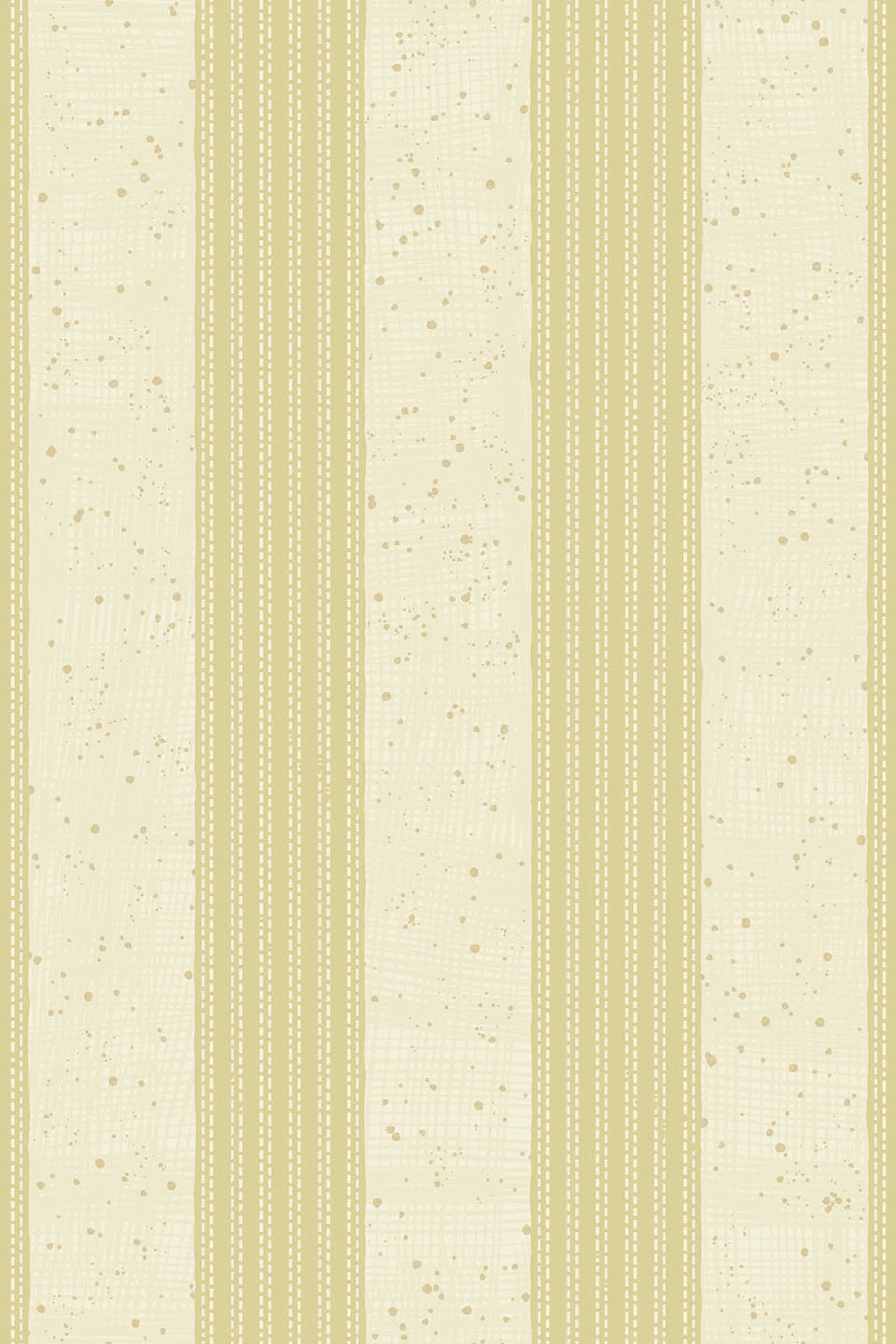 Speckled Stitch Stripe peel and stick wallpaper with vertical pale green stripes and dotted stitch lines on a speckled ground.
