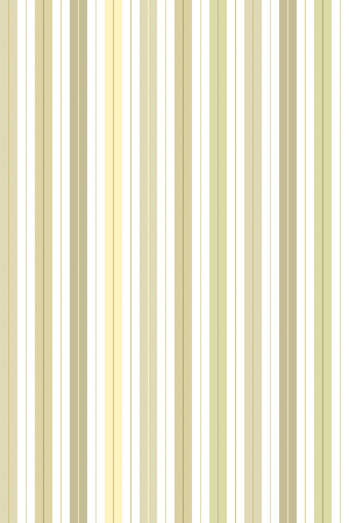 Soft Vertical Stripes removable wallpaper with muted green and pale yellow vertical stripes on an off-white ground.