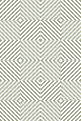 A repeating pattern of concentric diamond shapes in olive green and white, creating an optical illusion effect. The design gives a sense of depth and movement. Peel and stick removable wallpaper.