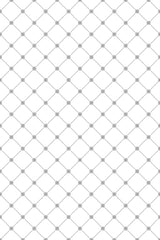 A repeating geometric pattern with thin gray lines forming a diamond-shaped lattice intersected by small gray dots on a white background. Peel and stick removable wallpaper.