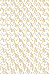 Art Deco arch design with repeating geometric arches in soft beige and white tones, creating a symmetrical and stylish pattern on peel and stick removable wallpaper.