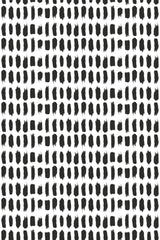 Black irregular brushstroke dots are arranged in a grid pattern on a white background, creating a minimalist, modern design. Peel and stick removable wallpaper.