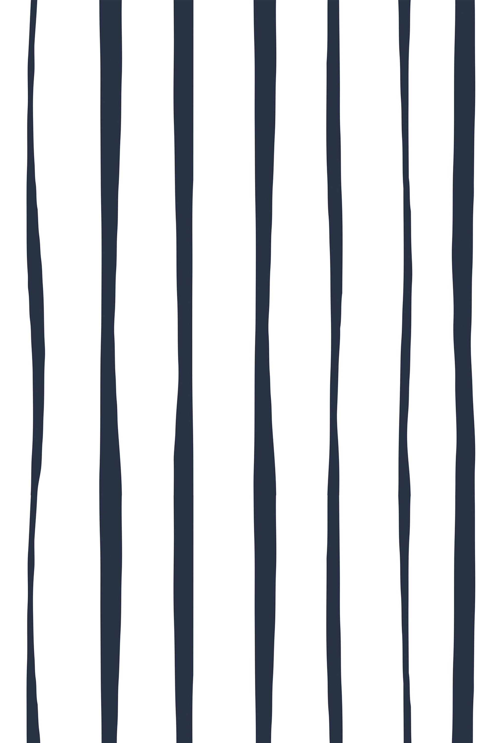 Black wavy vertical lines spaced evenly on a white background, creating a minimalist and modern aesthetic. Peel and stick removable wallpaper.