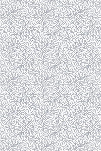 A repeating pattern of delicate line-drawn leaves with small dots on a light background. Subtle and intricate design for a modern, nature-inspired aesthetic. Peel and stick removable wallpaper.