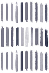 Rows of vertical brush strokes in various shades of purple, gray, and blue, with varying textures on a white background, peel and stick removable wallpaper.