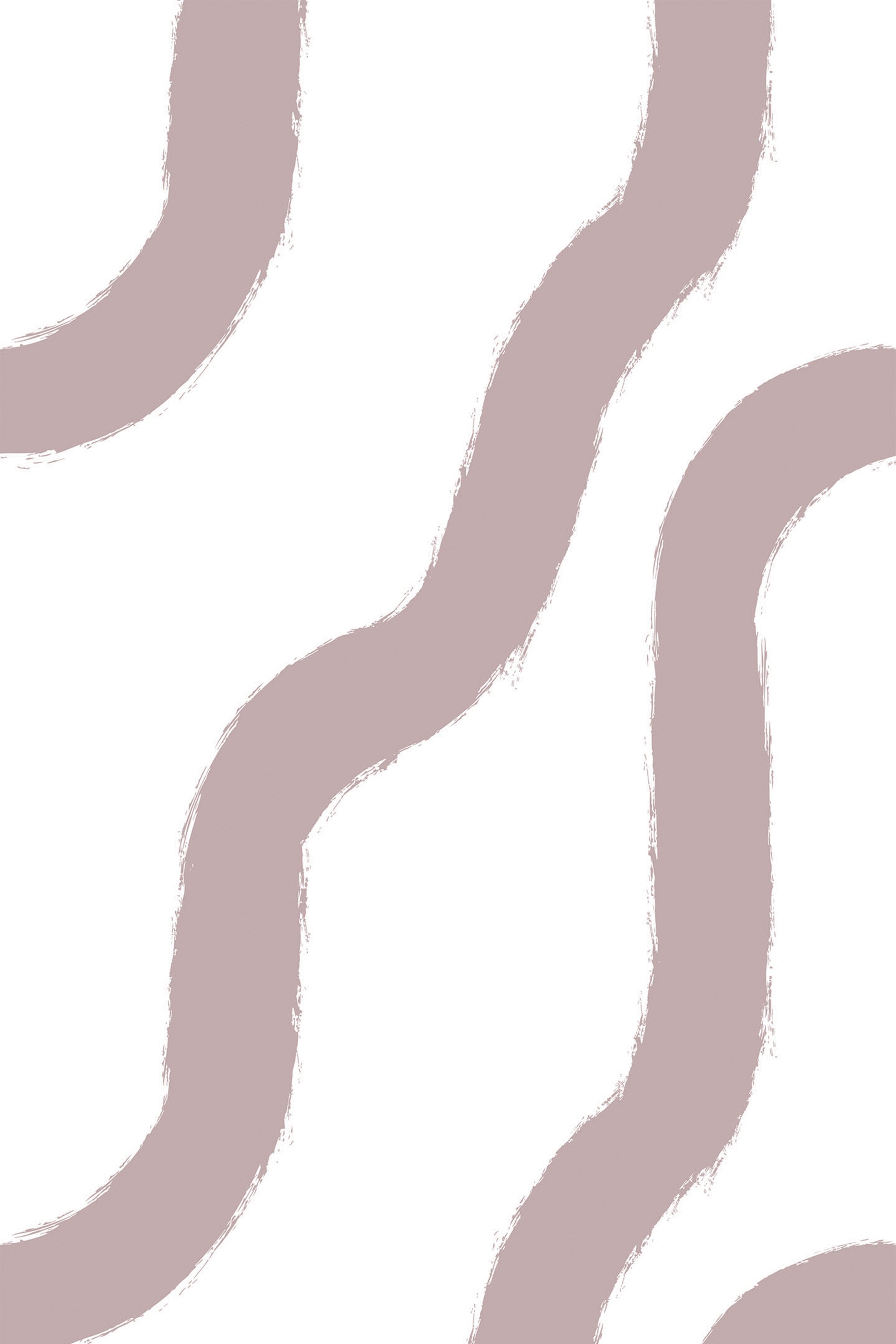 Taupe-colored brushstroke-like wavy lines in a minimalist, repeating pattern on a white background, peel and stick removable wallpaper.