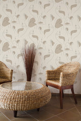 Self-adhesive wallpaper with a neutral body line design, featuring abstract nude outlines in soft beige tones on a light background. Ideal for creating a minimalist and modern aesthetic in any room.