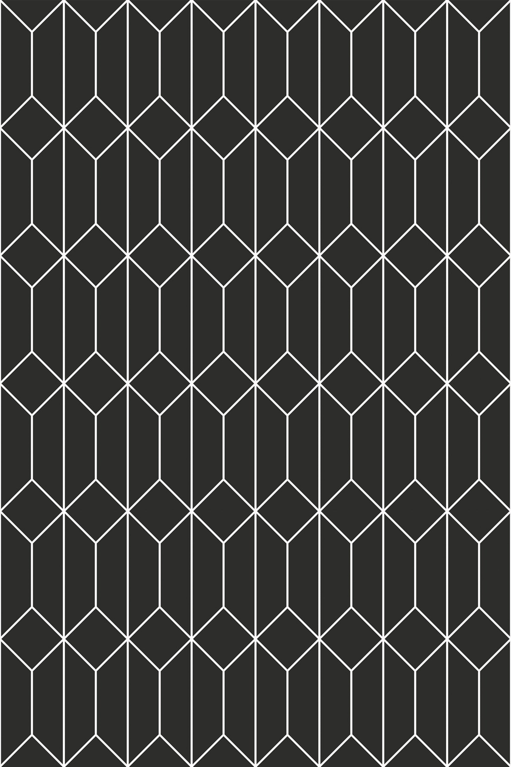 Black geometric hexagon pattern with white lines forming interconnected three-dimensional cubes, creating a modern and sleek design. Peel and stick removable wallpaper.