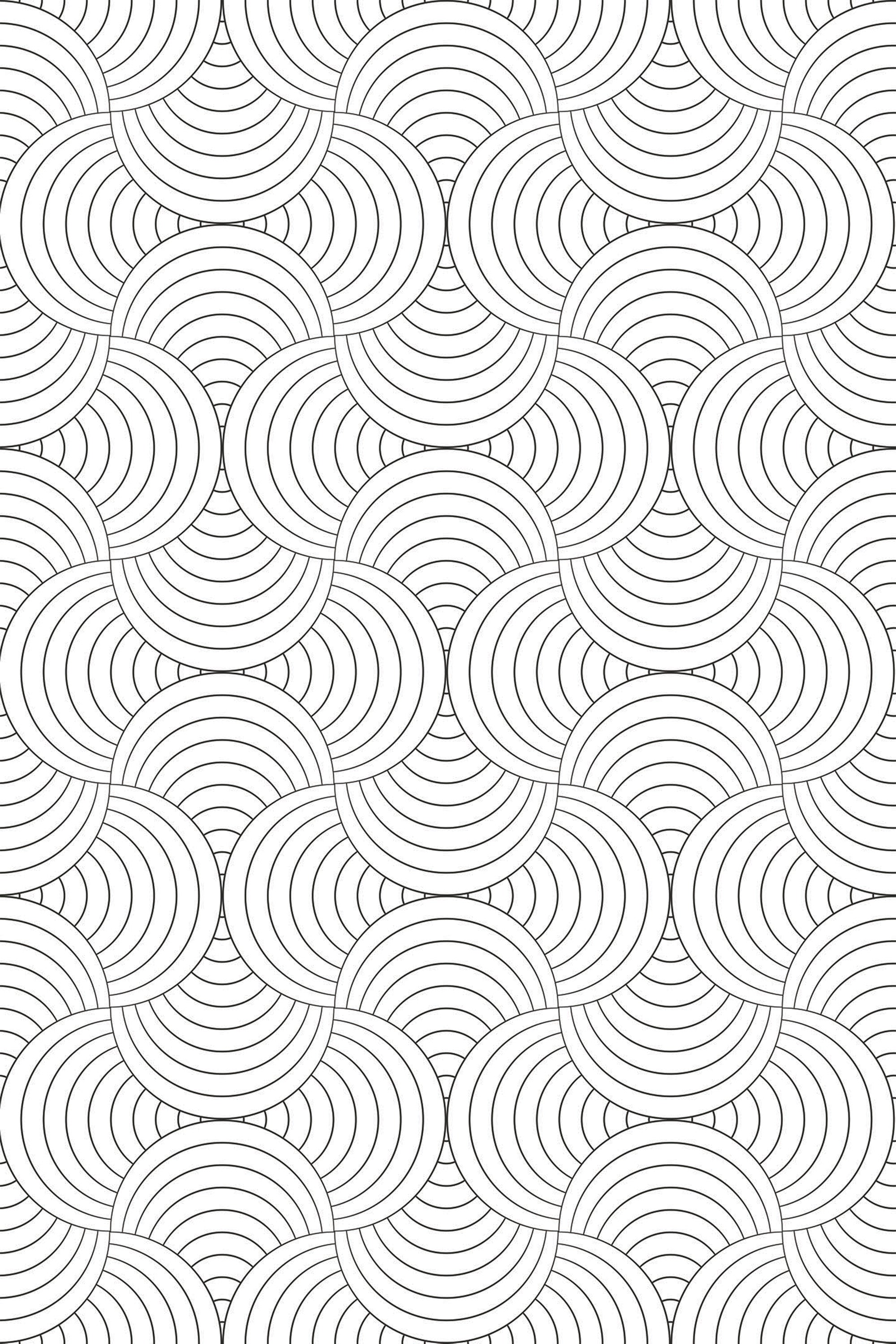 Black and white repeating pattern of simple arch shapes interlocking to form a geometric design in Art Deco style. Peel and stick removable wallpaper.