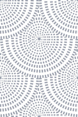 Optic circle wallpaper design with repeated concentric circles of varying line thickness in shades of grey on a white background. Peel and stick removable wallpaper.