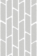 Black diagonal lines form a pattern of elongated hexagons on a white background, creating a modern and minimalist geometric striped design. Peel and stick removable wallpaper.