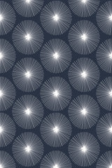 Pattern of stylized white dandelion silhouettes on a navy blue background, offering a modern geometric aesthetic for a peel and stick removable wallpaper.