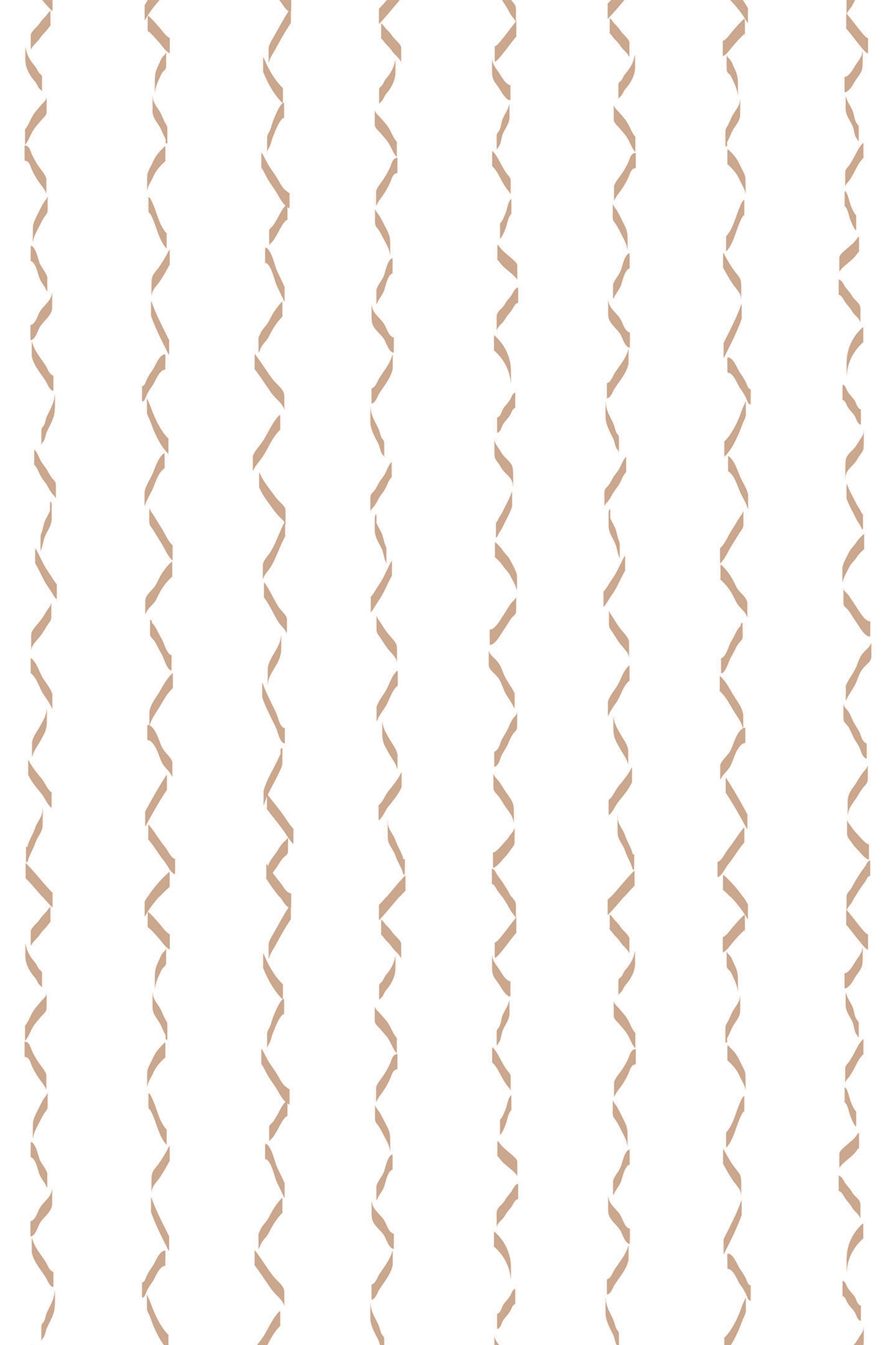 Alternating wavy and zigzag stripe pattern in shades of gold on a white background, peel and stick removable wallpaper.