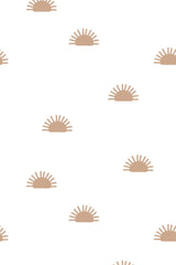 Boho half sun patterns in warm tones on a light background, peel and stick removable wallpaper.