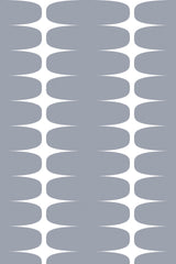 Alternating rows of white elongated half-circle stripes on a gray background, forming a pattern of continuous lines. Peel and stick removable wallpaper.