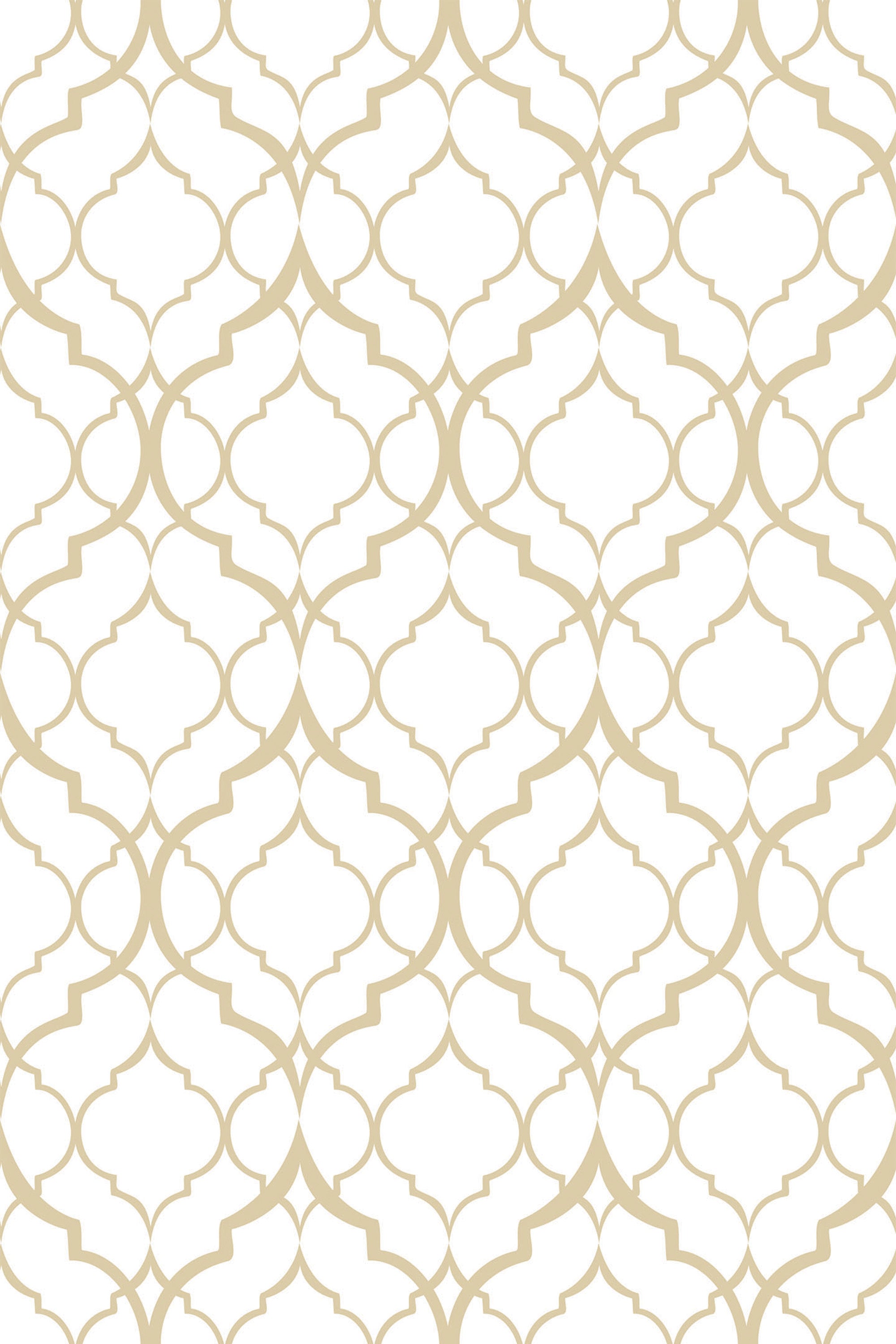 Elegant interlocking chain pattern in gold on a neutral background for a sophisticated look, peel and stick removable wallpaper.