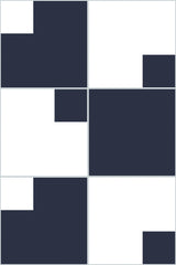 Geometric design with black, white, and gray squares and rectangles in a modern layout, peel and stick removable wallpaper.