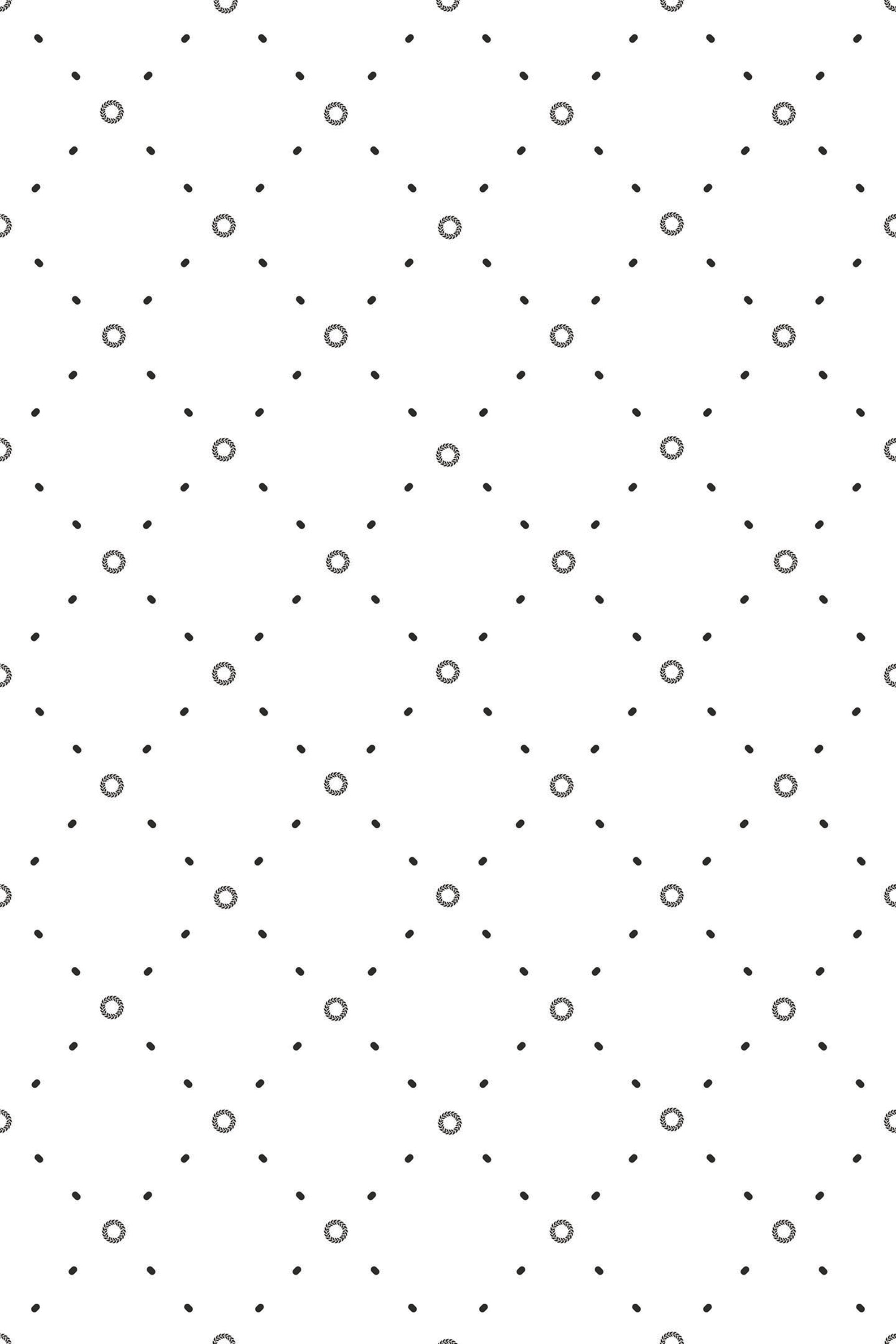 A minimalist wallpaper pattern with small, evenly spaced black dots connected by diagonal lines. The intersections feature small circular dot patterns, creating a subtle, geometric grid on a white background. Peel and stick removable wallpaper.